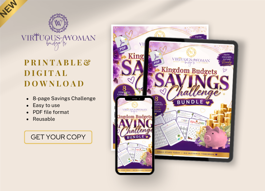 The Kingdom Budgets Savings Challenge Bundle -Printable/Digital PDF