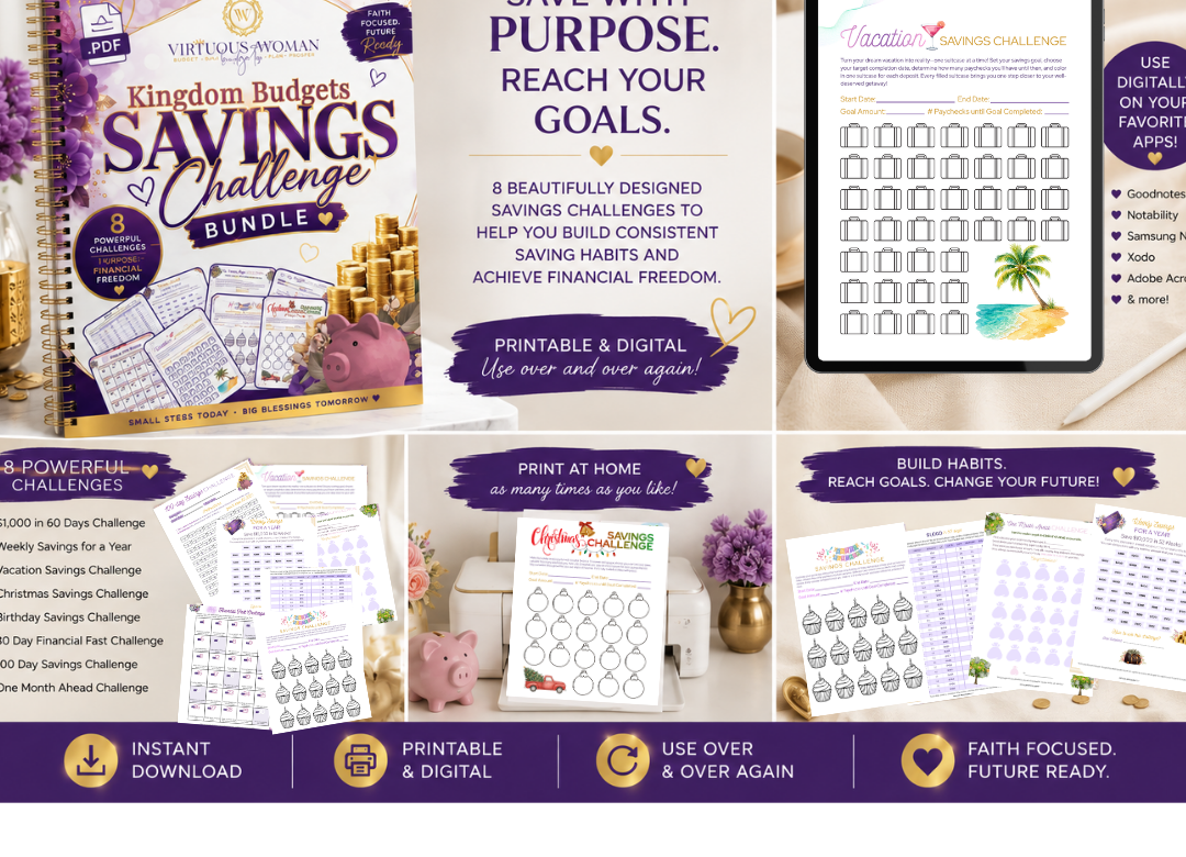 The Kingdom Budgets Savings Challenge Bundle -Printable/Digital PDF